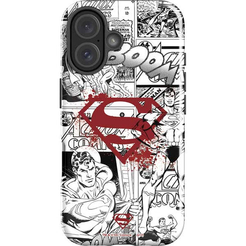 DC Comics Superman Comic Pattern Logo in Red iPhone 16 Plus Impact Case